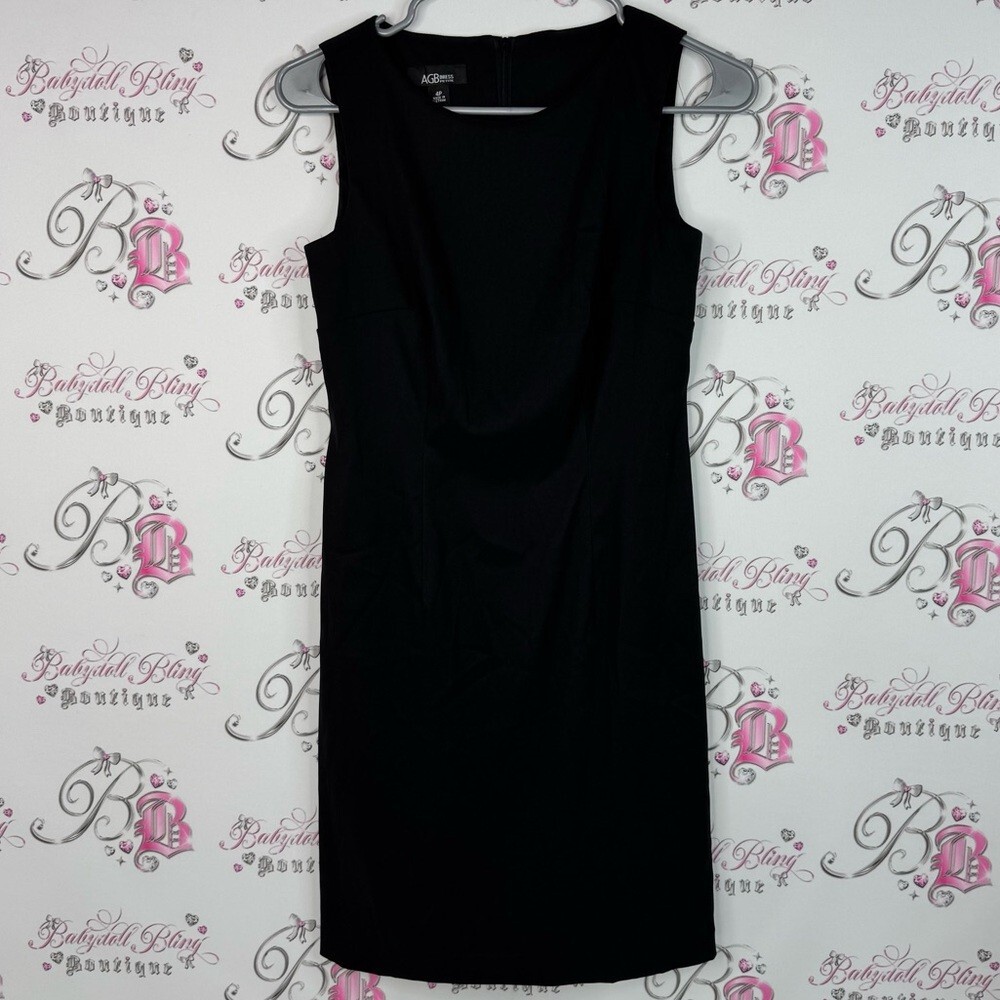 AGB dress Classic Black Midi Dress zip up back flattering formal classy